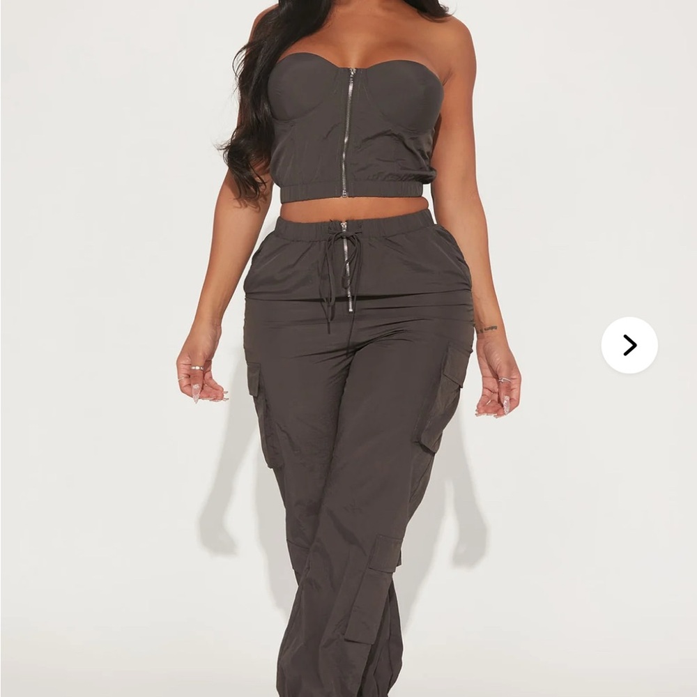 Drama Queen Windbreaker Pant Set - Charcoal